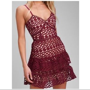 Plum Crochet Lace Mini Dress - NWT